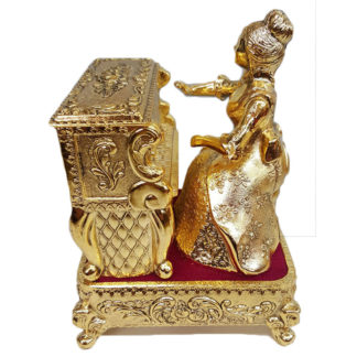 Pewter Animated Lady At The Piano Musical Jewelry Box