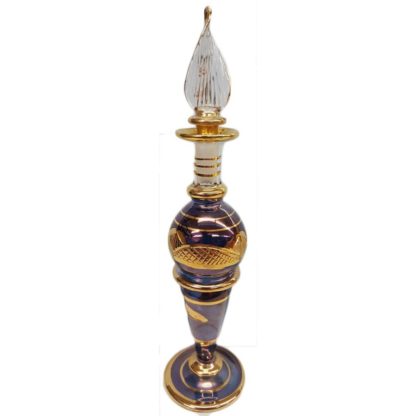 Blown Glass Purple Perfume Bottle with Gold Trim
