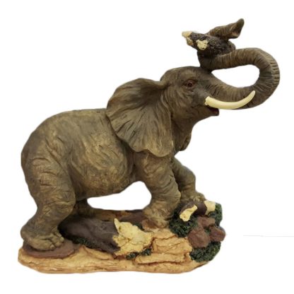 Porcelain Elephant Holding Log