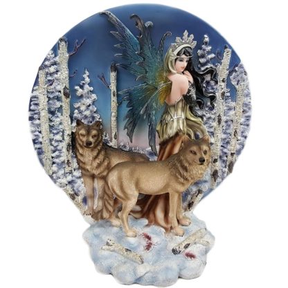 Fairy with Two Wolves Dish Statue