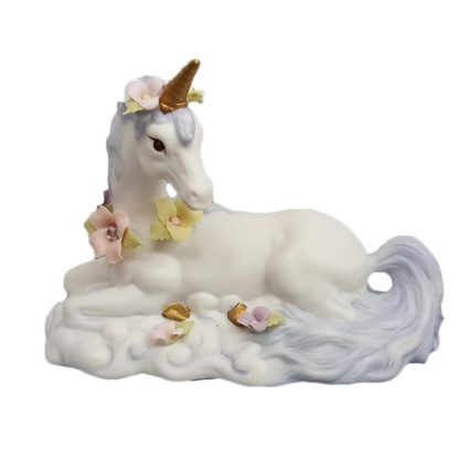 Cosmos Gifts Sitting Unicorn with Flowers Figurine