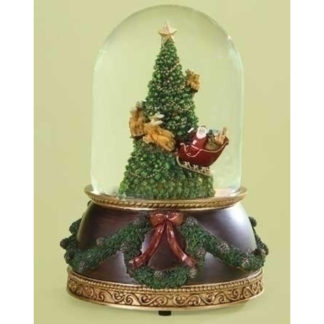 Traditional Musical Rotating Santa Claus Christmas Tree Snow Globe Glitterdome