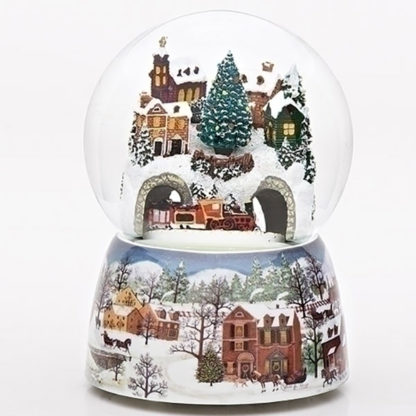 6.75" Musical Winter Village Scene with Revolving Train Christmas Glitterdome
