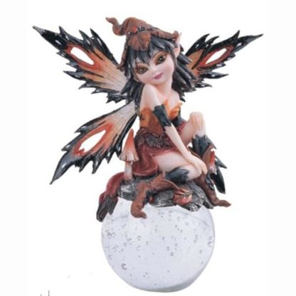 Autumn Elf Fairy on Crystal Ball Paperweight