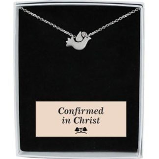 Tiny Confirmation Dove Pendant w/Crystal On 16 In Chain