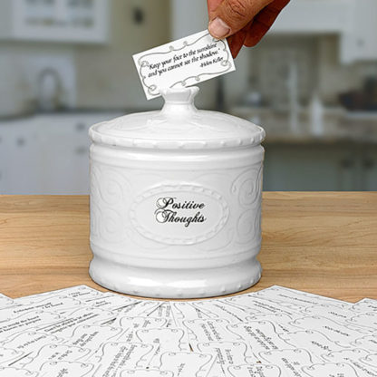 Young's Ceramic Positive Thought Jar with 365 Positive Thoughts