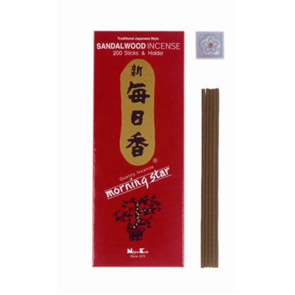 Nippon Kodo Morning Star Incense Sandalwood 200 Sticks and Holder
