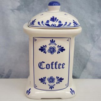 Blue and White Floral Delft Coffee Canister
