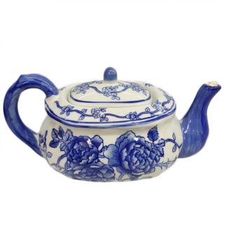 Delft Blue Teapot with Flowers Design