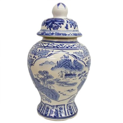Delft Blue Ginger Jar with Lid Scenic View Design
