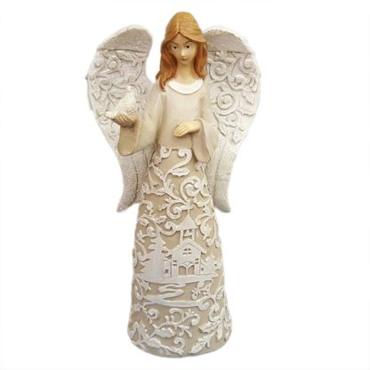 Roman Inc Paper Cut Look Angel Figurine Dove