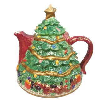 Vintage Bella Casa Large Ceramic Christmas Tree Teapot