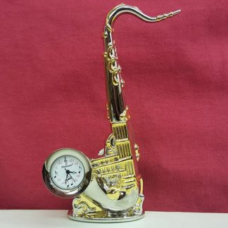 Sanis Enterprises Saxophone Desk Clock, Gold and Silver