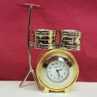 Sanis Enterprises Drum Set Desk Clock, Silver and Gold