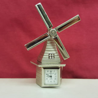 Sanis Enterprises Silver Windmill Desk Clock