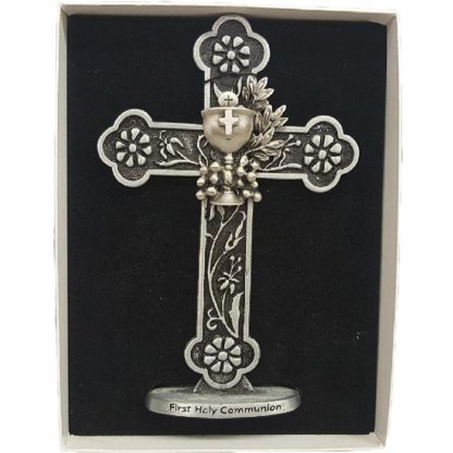 First Holy Communion Standing Cross w/Gold-Tone Chalice