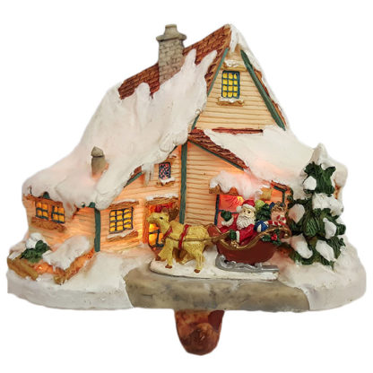 House with Santa Mantle Stocking Holder