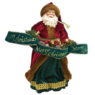 Santa Holding Merry Christmas Sign Tree Topper