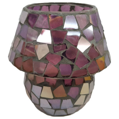 Stonebriar Collection Plum Mosaic Tea Light Lamp