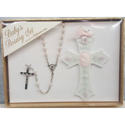 Baby's First Rosary & Cross - Gift Set For Girls