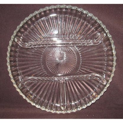 Indiana Glass #260 Clear 4 Part Relish Tray with Silver Serving Tray