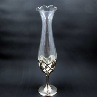 Glass Bud Vase with Silver Base