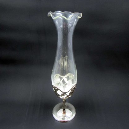 Glass Bud Vase with Silver Base