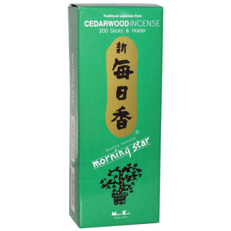 Nippon Kodo Morning Star Incense Cedarwood 200 Sticks and Holder