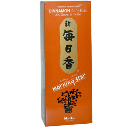 Nippon Kodo Morning Star Incense Cinnamon 200 Sticks and Holder