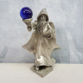 Spoontiques Pewter Wizard Figurine Holding Blue Globe
