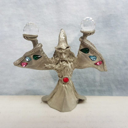Spoontiques Pewter Wizard Figurine Holding Crystal Balls