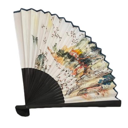 White Paper Oriental Hand Fan Scenery Print