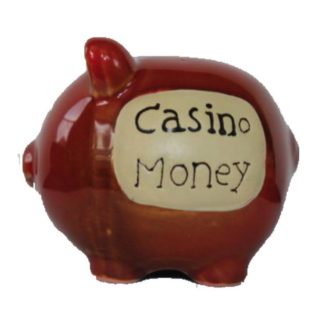 Ceramic Pottery Mini Piggy Bank - Casino Money