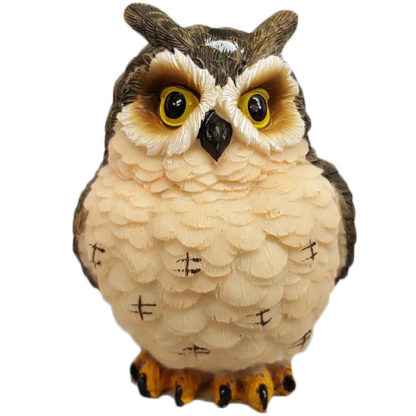 Horned Dark Brown Owl Statue 3"H