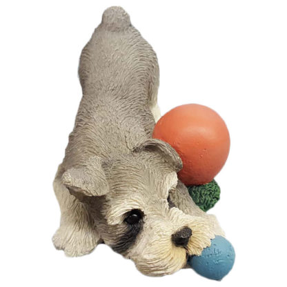 Living Stone Schnauzer Pup with Ball Figurine