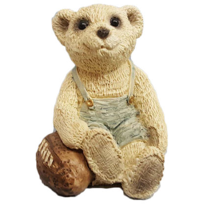 Stone Critters Teddy Bear With Football Figurine