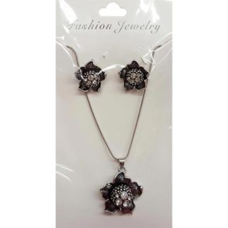 Victoria Leland Designs Black & Silver Pendant Jewelry Set