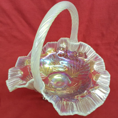 Fenton Pink Anemone Glass Basket