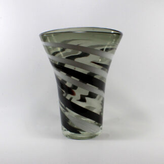Black and White Striped Smokey Oval Vase