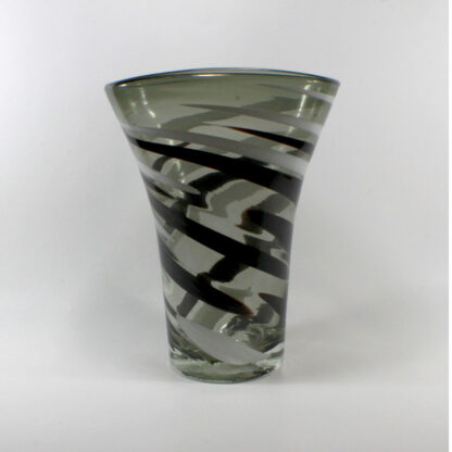 Black and White Striped Smokey Oval Vase