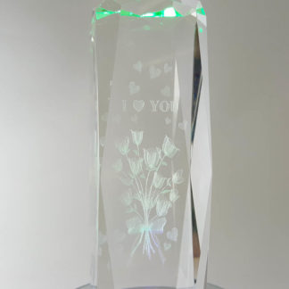 3D Laser Etched Crystal Rotating Roses