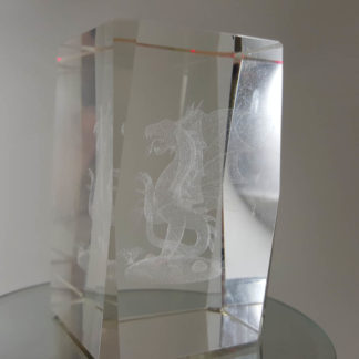 3D Laser Etched Crystal Rotating Dragon