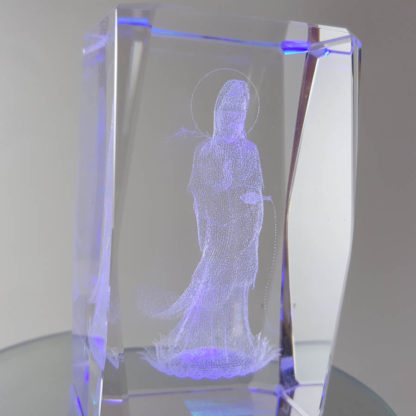 3D Laser Etched Crystal Rotating Virgin Mary