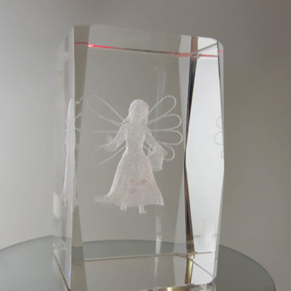 3D Laser Etched Crystal Rotating Angel
