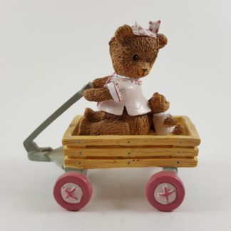 Button Bears Joy Ride Girl Bear In Wagon Figurine