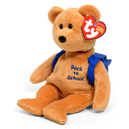 TY Beanie Baby - Books the Bear (Blue Backpack Version)