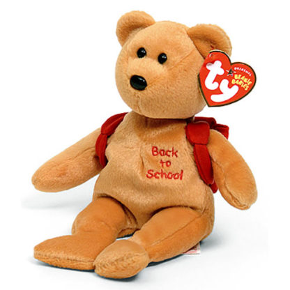 TY Beanie Baby - Books the Bear (Red Backpack Version)