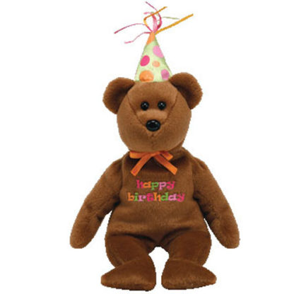Ty Beanie Baby - Happy Birthday the Bear 2008 Brown w/ hat
