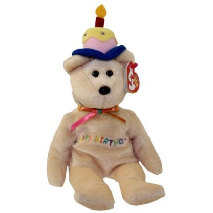 Ty Beanie Baby - Happy Birthday the Bear with Cake Candle Hat