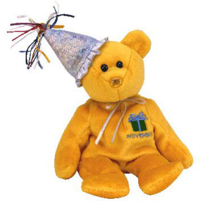Ty Beanie Baby - November the Teddy Birthday Bear (w/ hat)